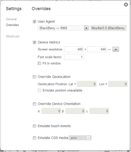 mobile emulation chrome